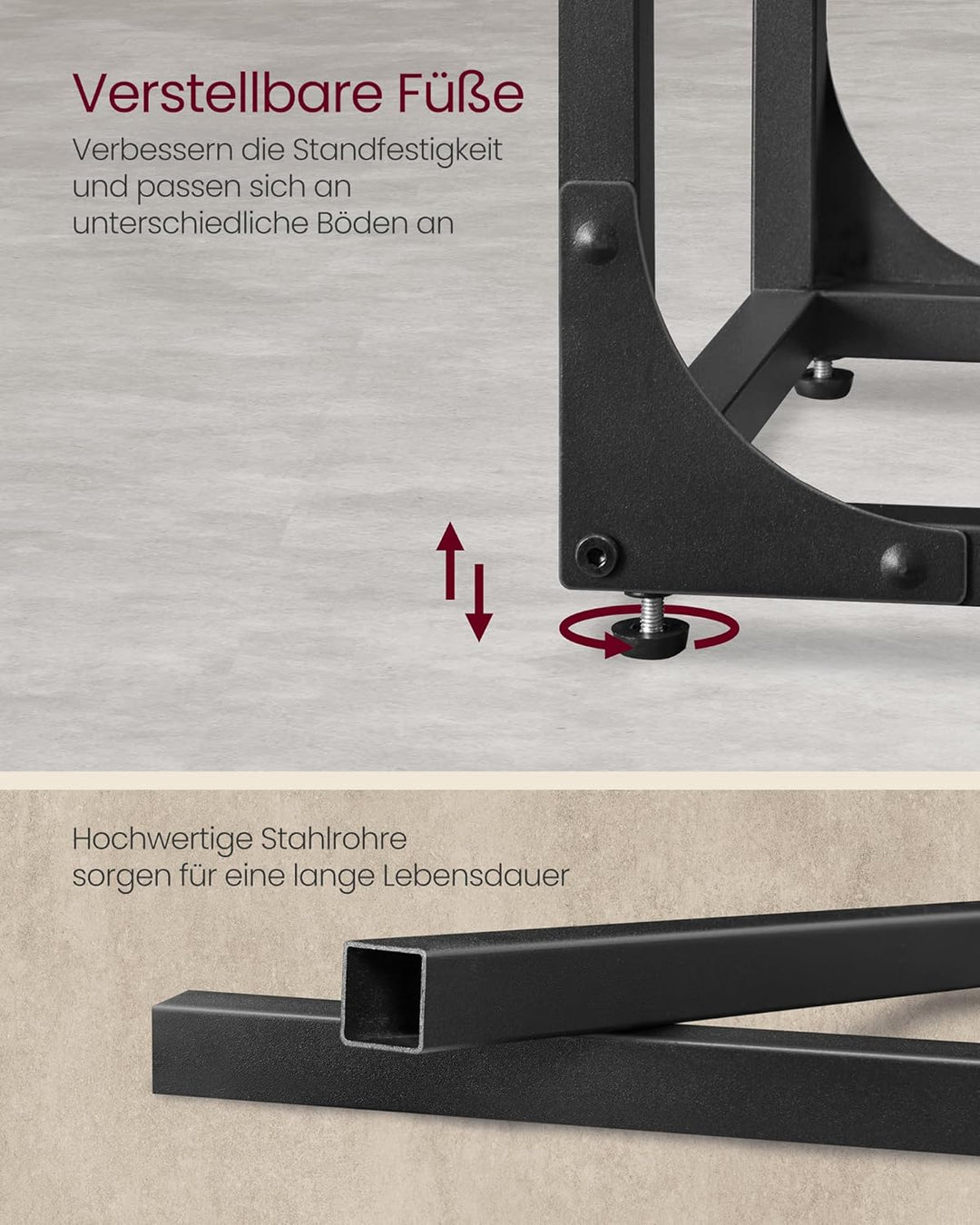 VASAGLE Beistelltisch, Sofatisch, C Form, Couchtisch, mit Metallgestell, industriell, für Wohnzimmer