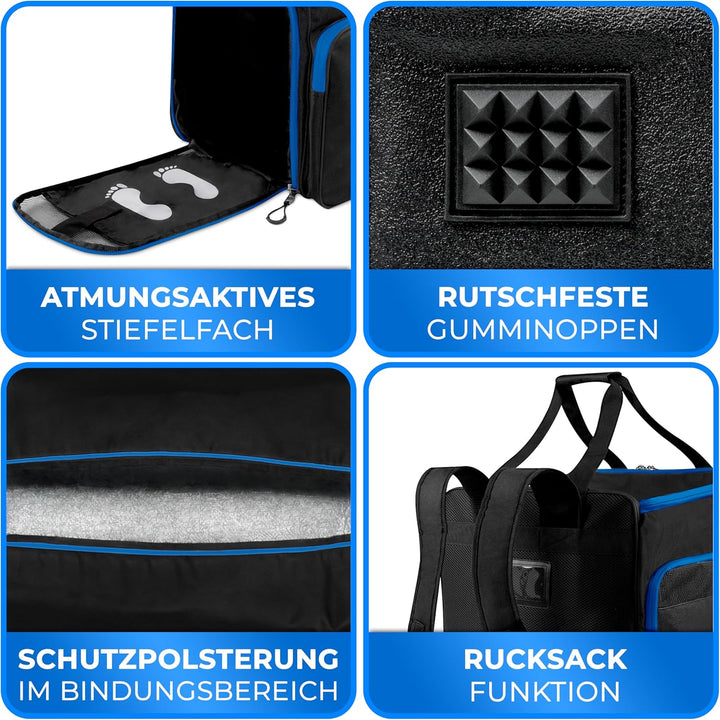 STYNGARD Skitasche Set 4-teilig (140cm-200cm) Skisack und Skischuhtasche mit Helmfach, Helmtasche, B