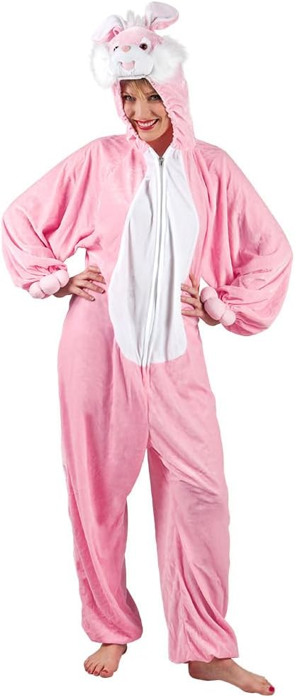 Boland - Kostüm für Erwachsene Hase, Kapuzen-Overall aus Plüsch, Tiermotiv, Reisverschluss vorne, Ka