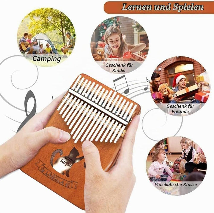 Kalimba 17 Schlüssel Daumenklavier - Katze Tragbares Mbira Sanza Finger Piano Professionelles Musiki