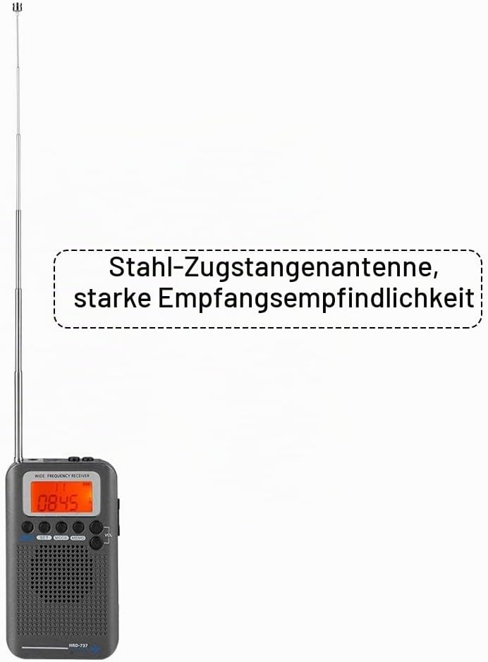 Bewinner Air Band Radio Receiver, Tragbares FM AM CB SW Radio mit Verlängerter Antenne, Breitfrequen