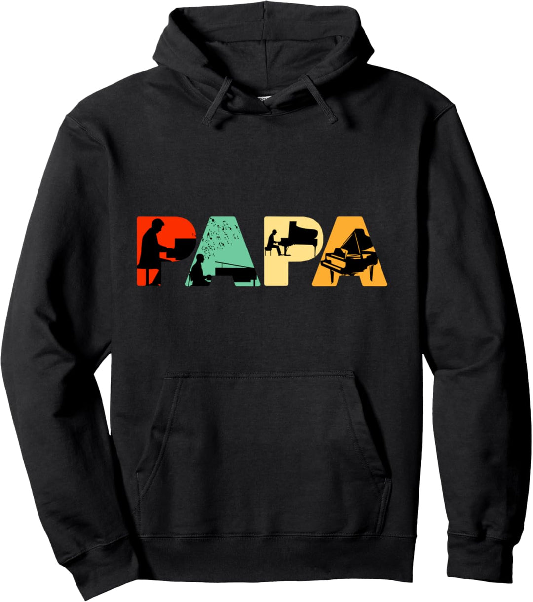 Retro Klavier Papa Lustiger Papa Klavierspieler Pullover Hoodie