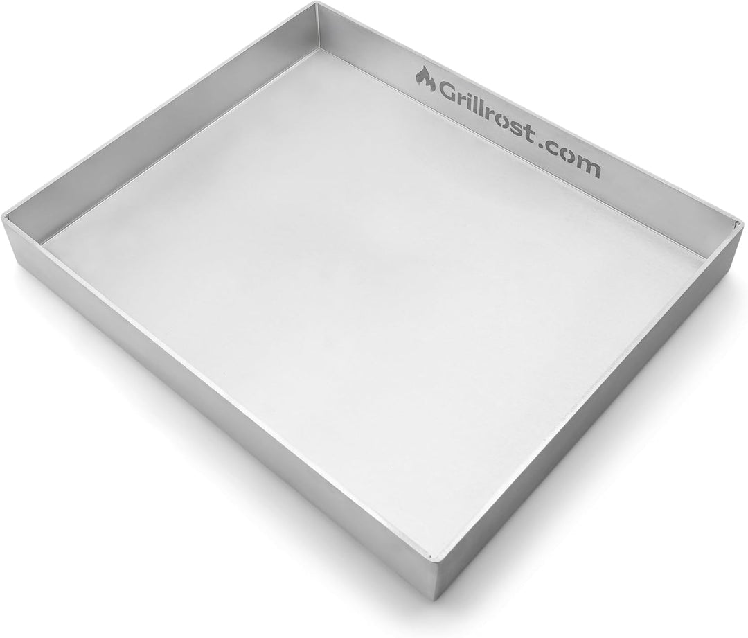 Edelstahl Grillplatte | Plancha | Wanne 30x25cm - Universalgrösse - rundum verschweisst | extra Mass