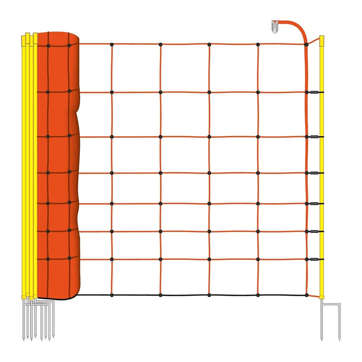 VOSS.farming Schafzaun 50 m 90 cm 14 Pfähle wahlweise 1 oder 2 Spitzen Elektrozaunnetz Schafnetz Wei