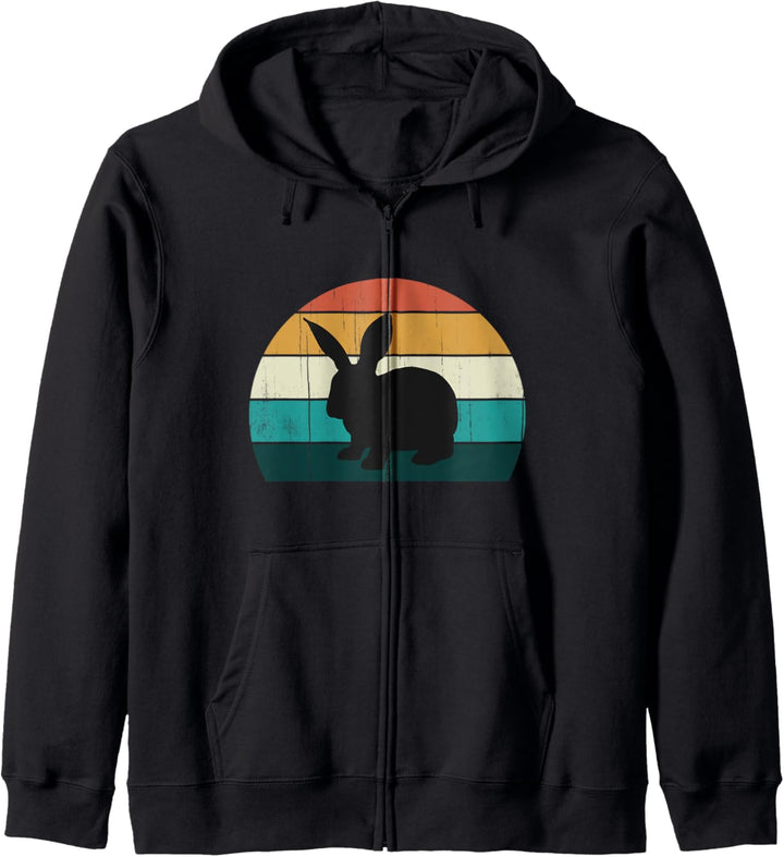 Retro Rabbit Sunset - Cooles Vintage Nettes Tier Geschenk Kapuzenjacke