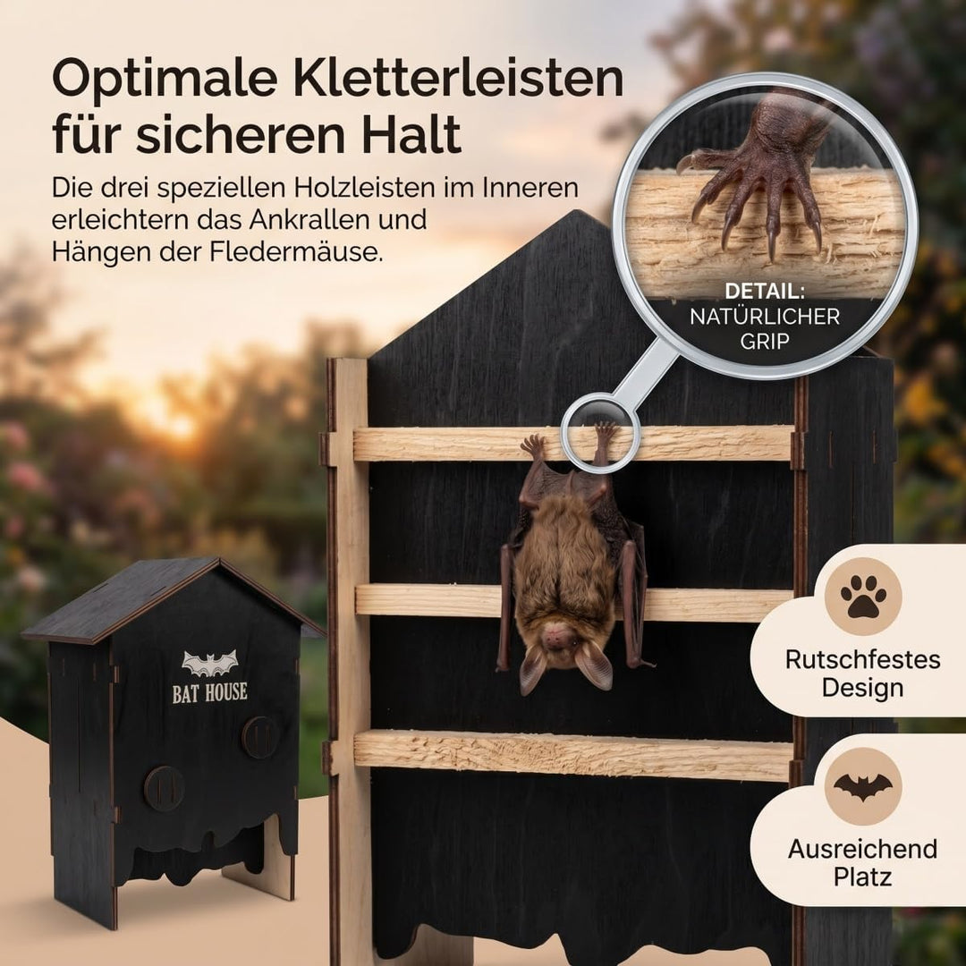 Fledermauskasten aus Holz mit 3-Kammer-System für bessere Ansiedlung, DIY-Bausatz, einfach zu montie