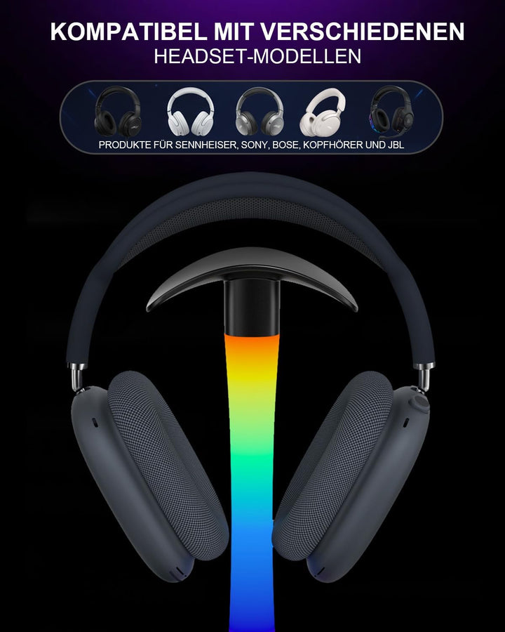 3 in 1 RGB Gaming Kopfhörerständer mit 15W kabellosem Ladegerät Wireless Charging, Headset Halterung