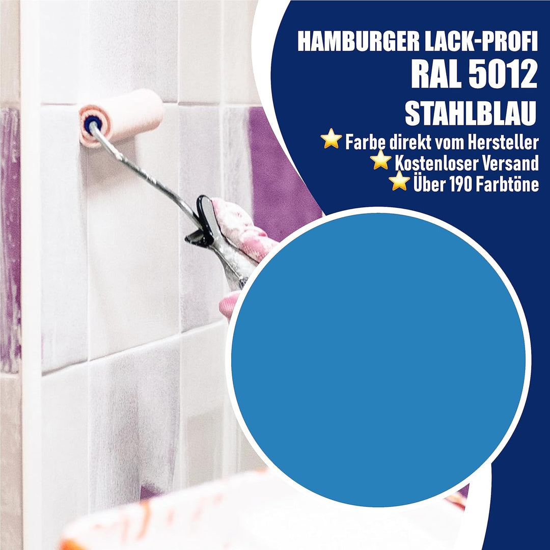 Hamburger Lack-Profi Fliesenlack MATT Lichtblau RAL 5012 Blau Fliesenfarbe im SET (10 L), 10 L