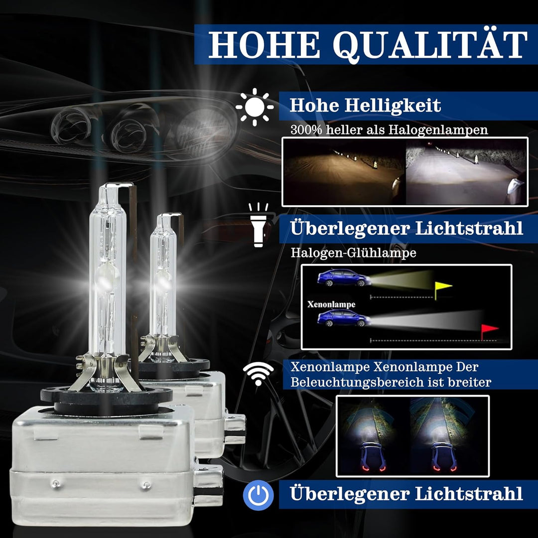 Super Vision D3S Xenon Brenner Scheinwerfer Lampen 6000K 8000K 2x (Weiss), Weiss