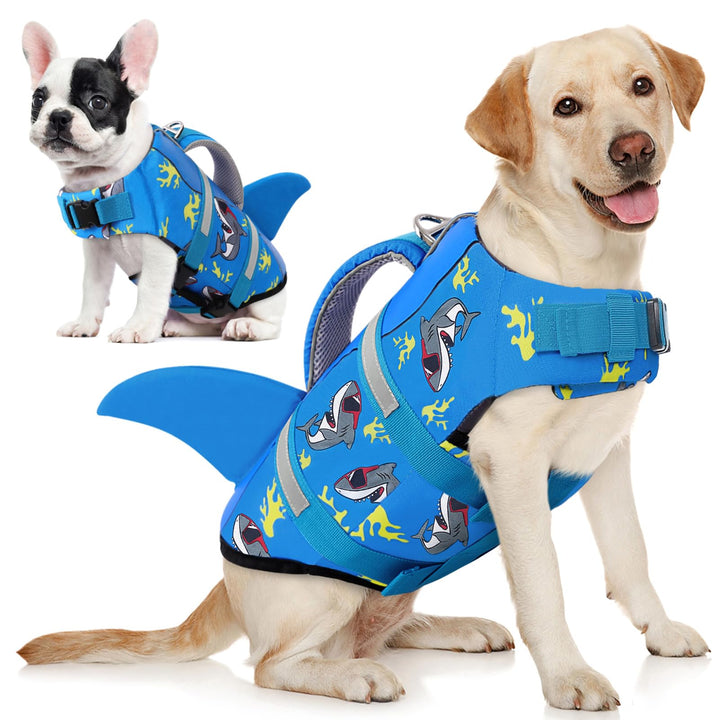 AOFITEE Schwimmweste Hund XS, Verstellbar Hundeschwimmweste Hai, Hoher Auftrieb Klein Hunde Schwimmw