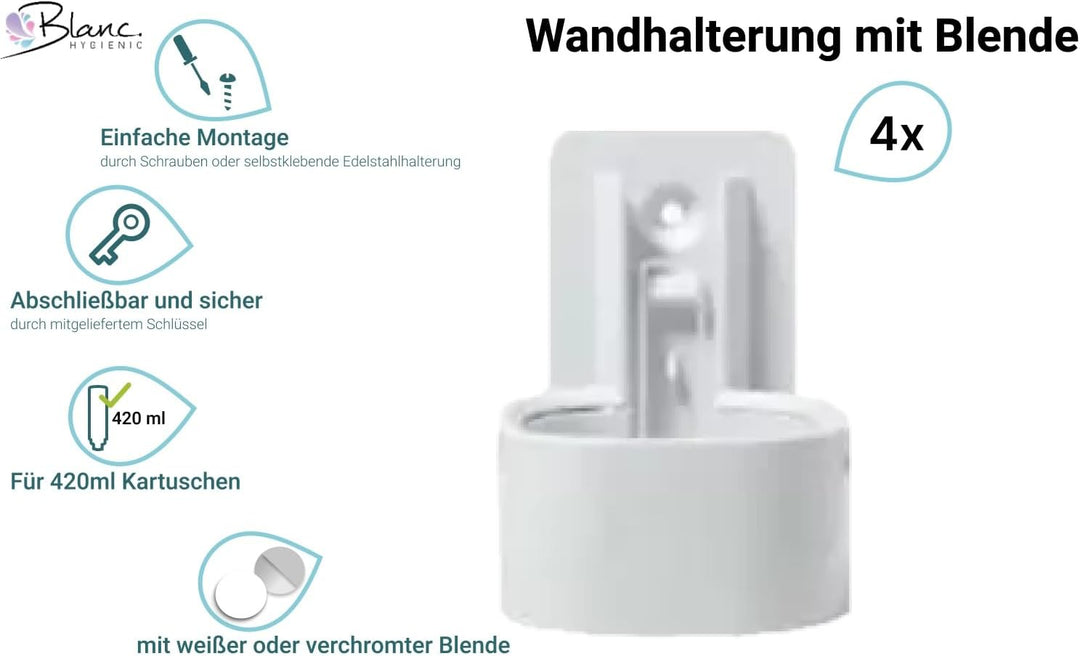SET: Dusch- und Haarshampoo STARTER- Kit 3x420ml verschied. Düfte mit weisser Wandhalterung HOTELSER