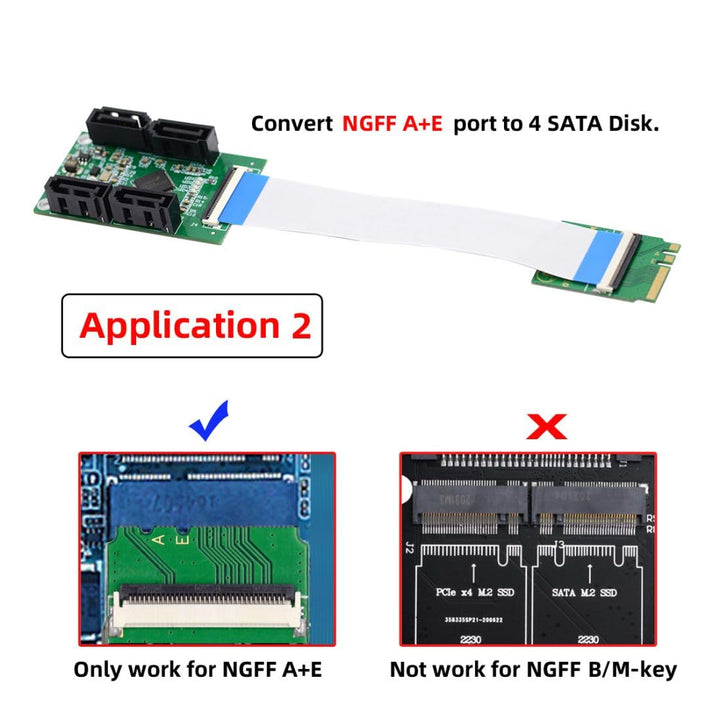 chenyang Mini PCI-E ＆ NGFF A+E Key auf 4 SATA 3.0 Port Multiplier Adapter 6Gbps Festplatte Erweiteru