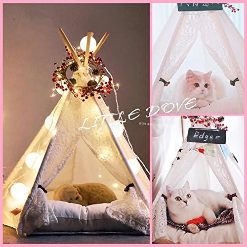 Little Dove Hunde Tipi Zelt Hause und Zelt mit Spitze für Hund oder Haustier, abnehmbar und waschbar