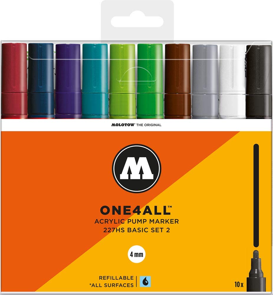 Molotow One4All 227HS Acryl Marker Basic-Set 2 (4,0 mm Strichstärke, hochdeckend und permanent, UV-b