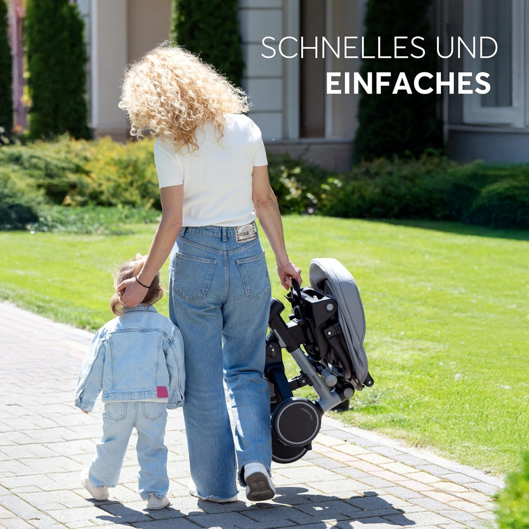 KikkaBoo Dreirad ab 1 Jahr mit Schubstange 8-in-1 ALUMA, Faltbares Kinderfahrzeug mit Drehbarem Sitz