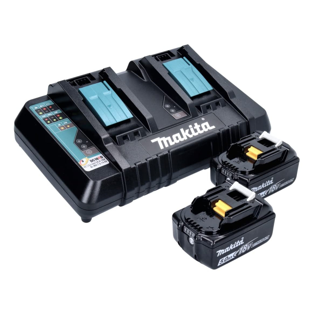 Makita Power Source Kit 18 V mit 2x BL 1850 B Akku 5,0 Ah + DC 18 RD Doppelladegerät (199482-2)
