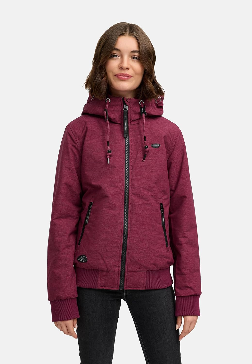 Ragwear Damen warme wasserdichte Winterjacke Outdoorjacke mit Kapuze Nuggie Melange XS-6XL XS Wine25