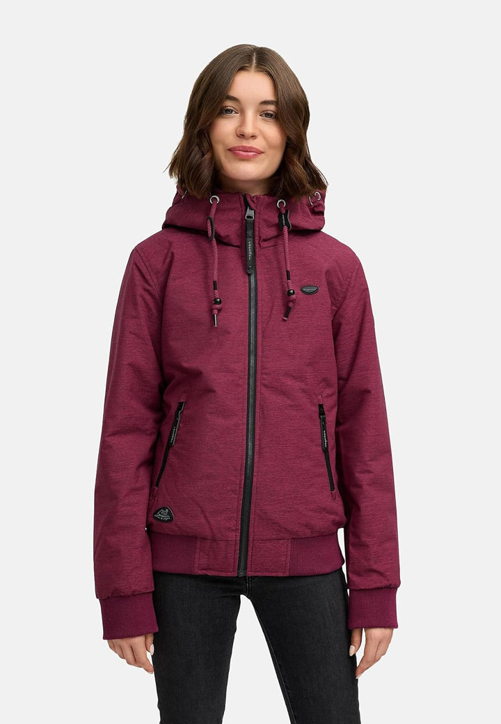 Ragwear Damen warme wasserdichte Winterjacke Outdoorjacke mit Kapuze Nuggie Melange XS-6XL XS Wine25