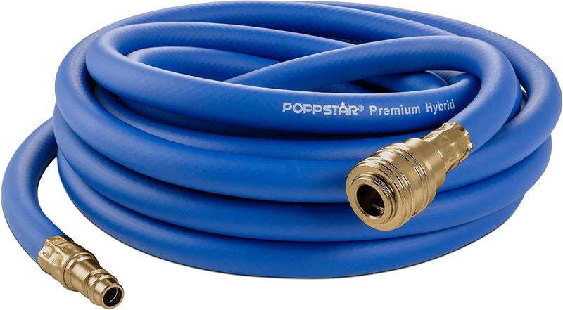 Poppstar Druckluftschlauch 5 m (Hybrid PVC mit Gewebe, Innendurchmesser 9,2mm mit Messing-Schnellkup