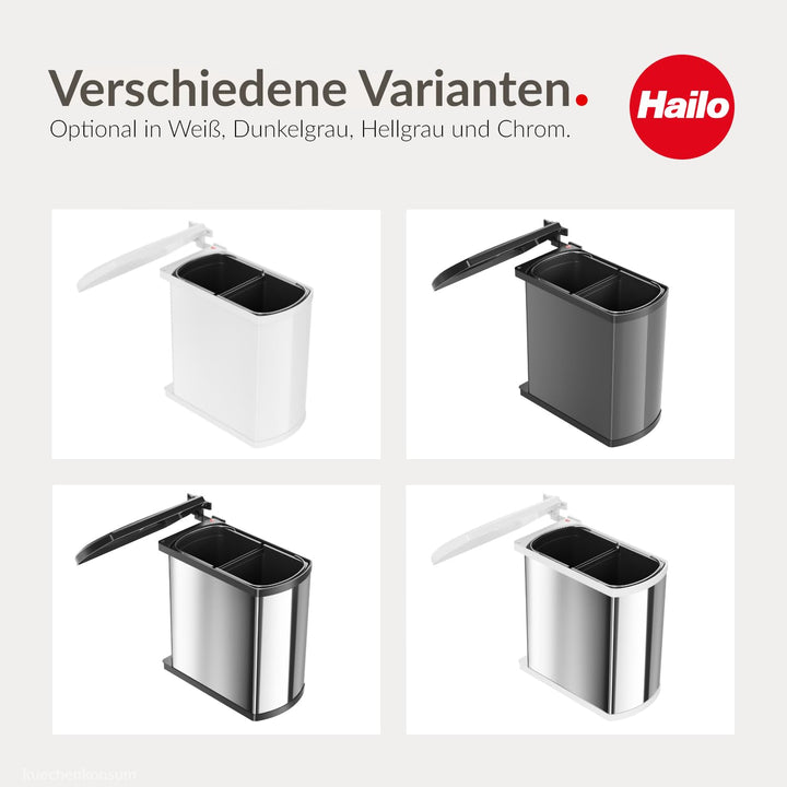 Hailo AS Duo 8/8 3416901 Einbau Abfallsammler Edelstahl/weiss Poliert/Weiss, Poliert/Weiss