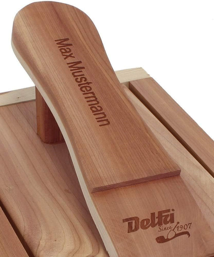 DELFA Schuhpflege Kiste aus Zedernholz - Individuell mit Gravur - Echtholz Box mit Bama Pflegemittel