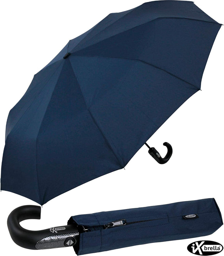 iX-brella Herren Taschenschirm Auf-Zu-Automatik Rundhakengriff Carbonoptik Insignia Blue Carbonoptik