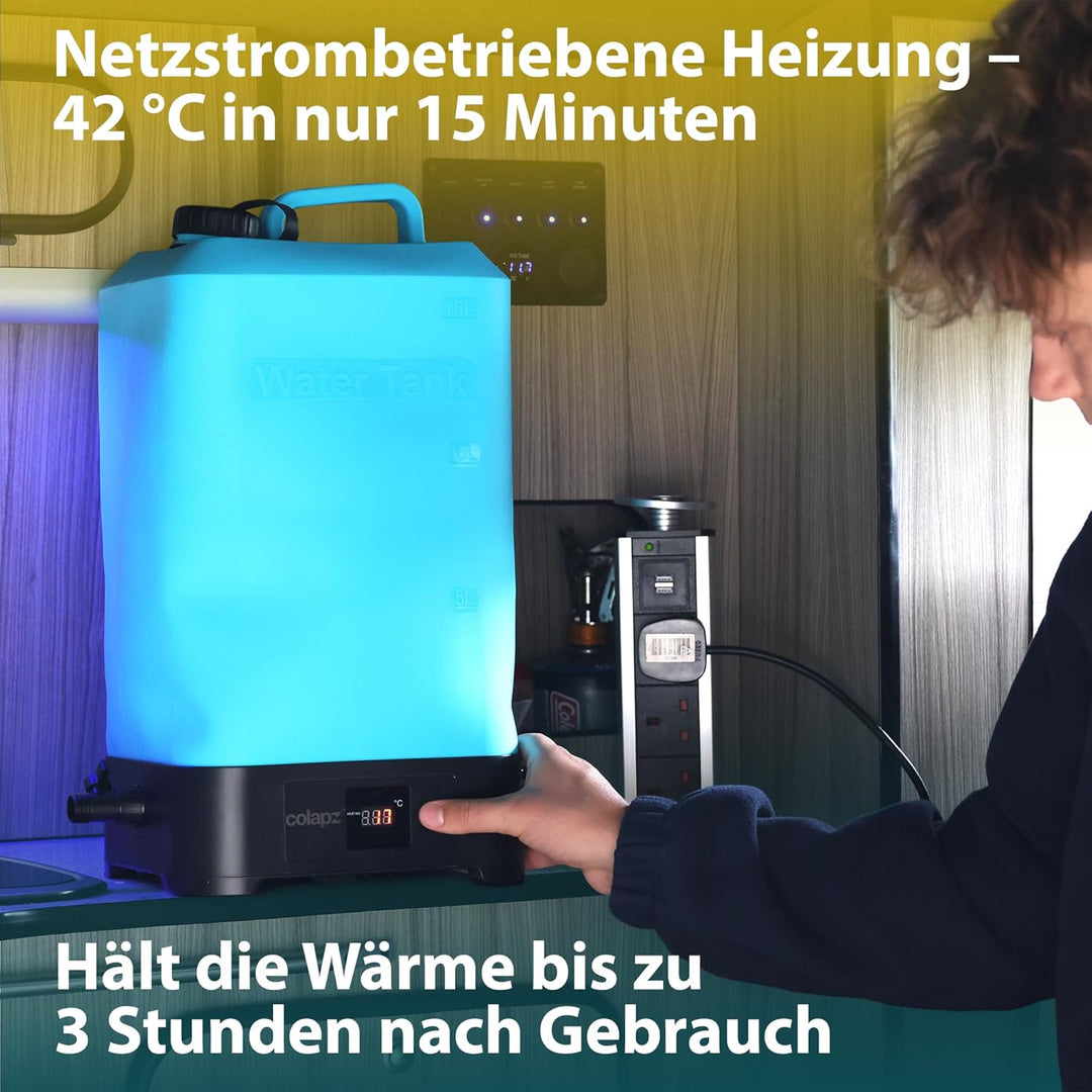 Colapz Tragbare Campingdusche mit Akku & Pumpe – Wiederaufladbare Outdoor Dusche für Camping, Wohnwa