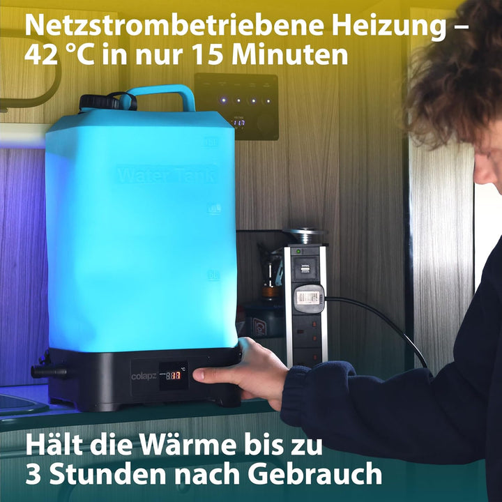 Colapz Tragbare Campingdusche mit Akku & Pumpe – Wiederaufladbare Outdoor Dusche für Camping, Wohnwa