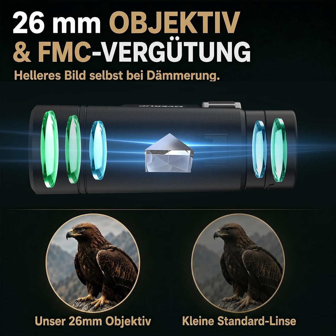 Kompaktes 10x26-Fernglas für Kinder und Erwachsene, Mini-Fernglas für Kinder, leicht, BAK4-Prisma, F