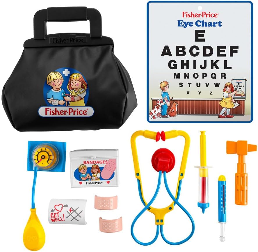 Mattel JGF12 - Fisher-Price - 80. Jubiläum - Retro-Arzttasche mit Zubehör
