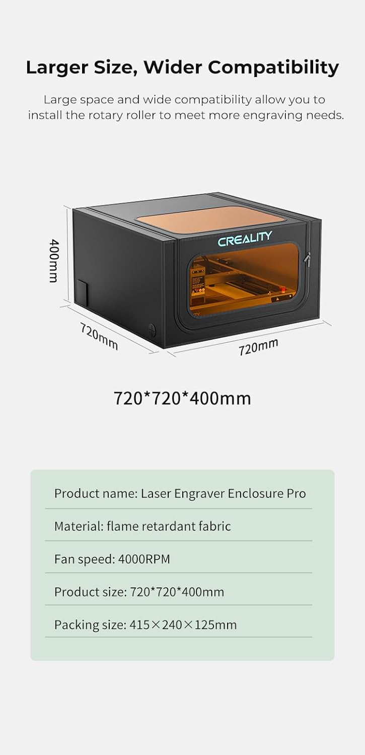 Creality Lasergravierer Gehäuse V2.0 mit Entlüftung, Laser Cutter Schutzhülle mit Ventilator und Roh