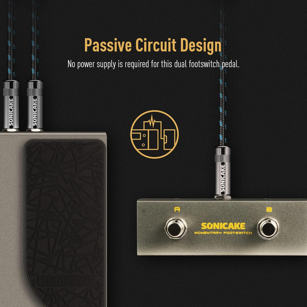 SONICAKE Dual Footswitch Pedal 2-Way Pedal 6.35mm Momentary Footswitch Controller mit TRS Kabel