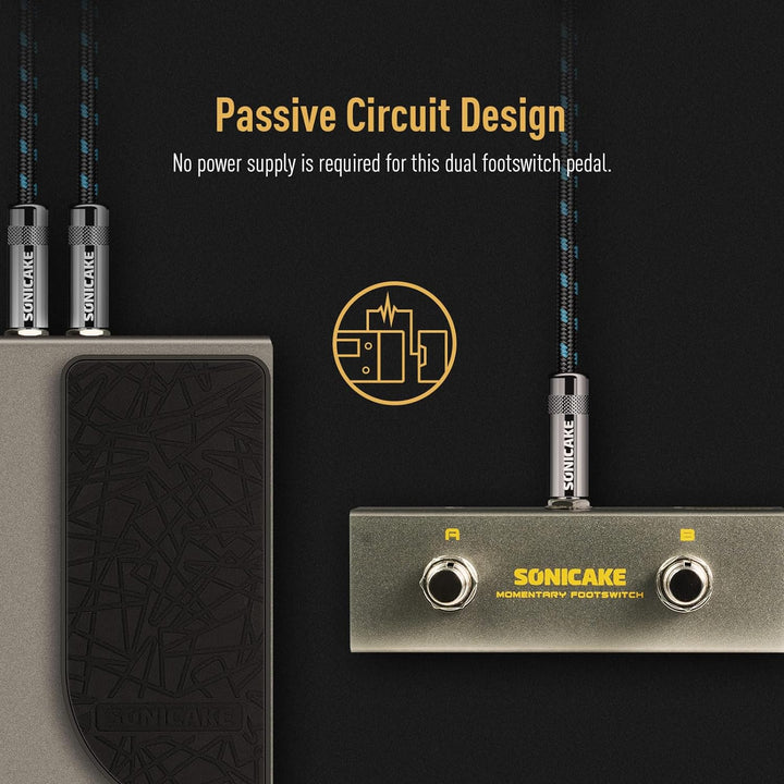 SONICAKE Dual Footswitch Pedal 2-Way Pedal 6.35mm Momentary Footswitch Controller mit TRS Kabel