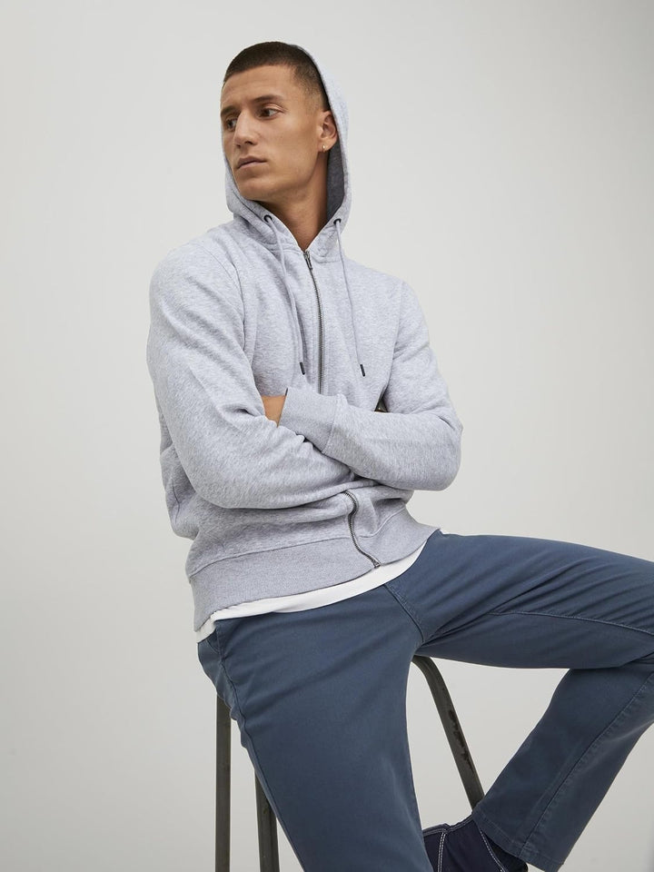 JACK &amp; JONES Male Kapuzenjacke Einfarbig Kapuzenjacke XS Light Grey Melange, XS Light Grey Melange