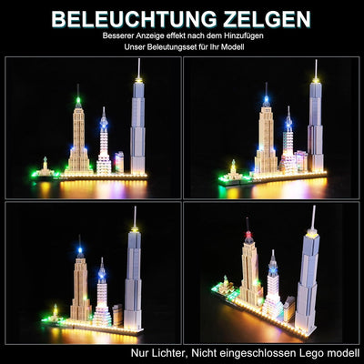 cooldac LED Beleuchtungskit für Lego 21028 Architecture New York City Skyline, Led Licht Kompatibel