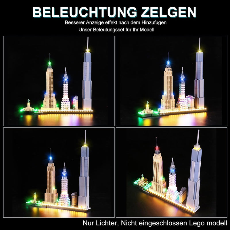 cooldac LED Beleuchtungskit für Lego 21028 Architecture New York City Skyline, Led Licht Kompatibel