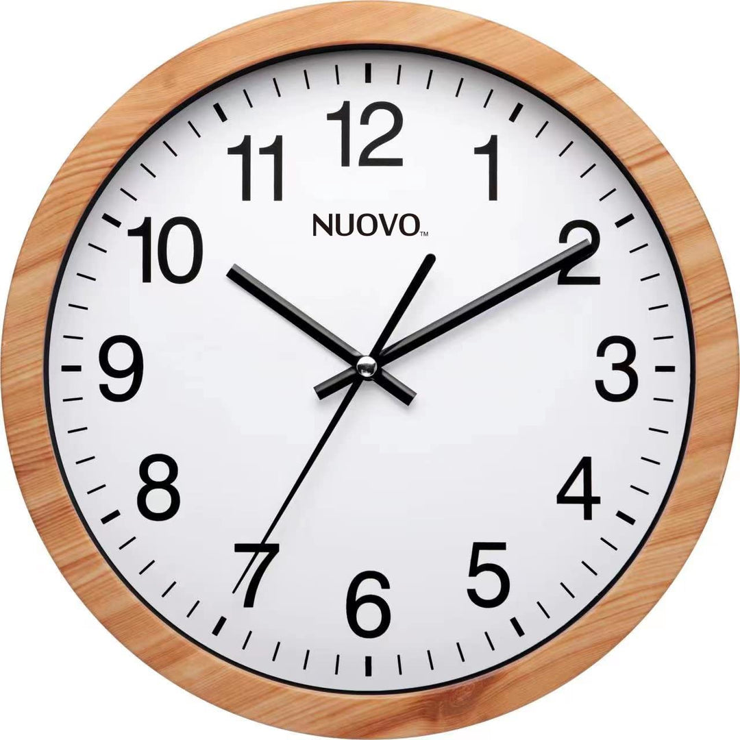 NUOVO 10 Zoll hölzerne runde Wanduhr Stille und Nicht tickende Retro Wanduhr für Wohnzimmer Schlafzi