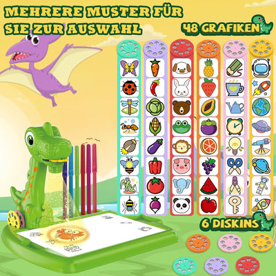 BuzzoXerex Zeichenprojektor für Kinder, Projektion Zeichentafel Kinder 48 Stück Malprojektor Kinder