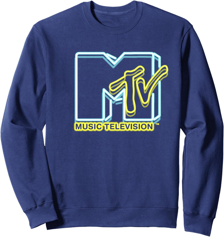 MTV Blue And Yellow Neon Sign Logo Sweatshirt