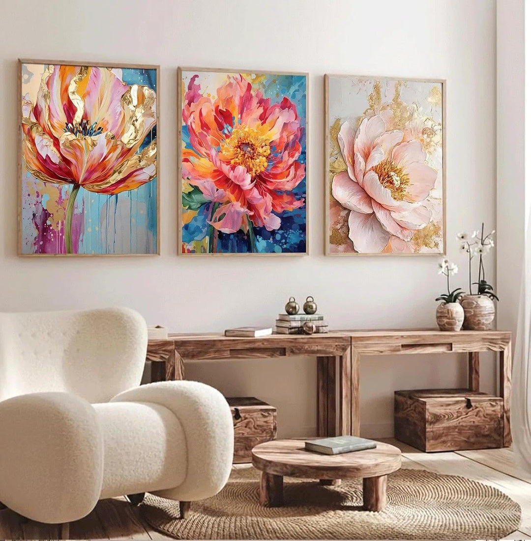 JATOK 3 Stück Malen Nach Zahlen Erwachsene, DIY Blumen Gemälde für Anfänger, Handgemalt Ölgemälde Le