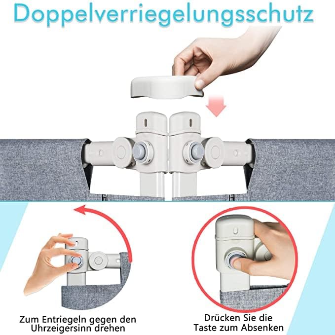 Aufun Kinderbettgitter, Bettschutzgitter mit vertikaler Hebe und Fallschutzfunktion, Bettgitter mit