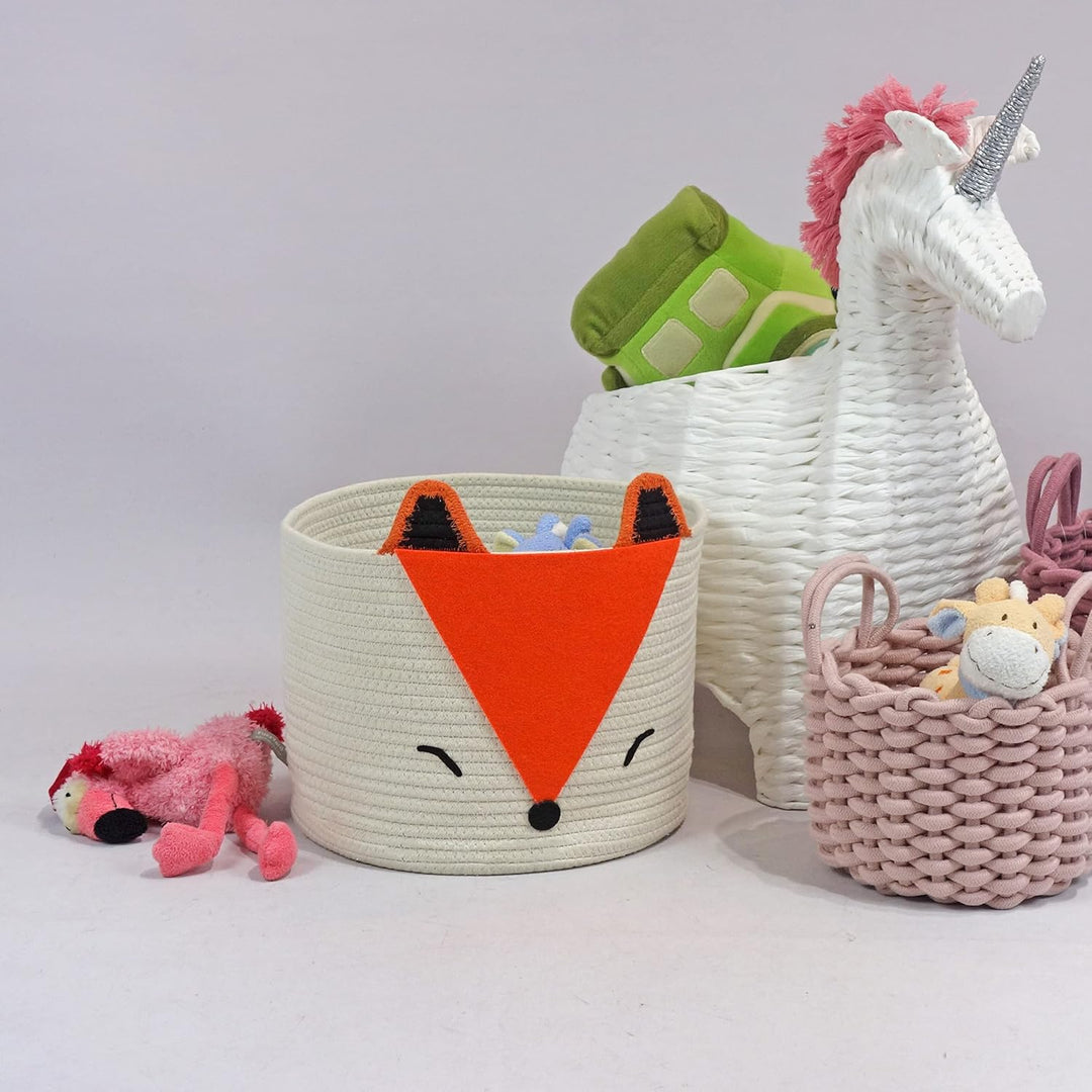 Orange Fox Aufbewahrungskorb – mittelgross, vielseitig einsetzbar für Baby-Windeln, Wäsche, Kinderzi