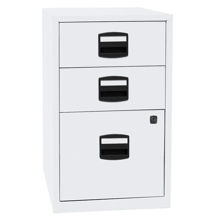 Bisley Home Beistellschrank PFA, 2 Universalschubladen, 1 HR-Schublade, Metall, 696 Verkehrsweiss, 4