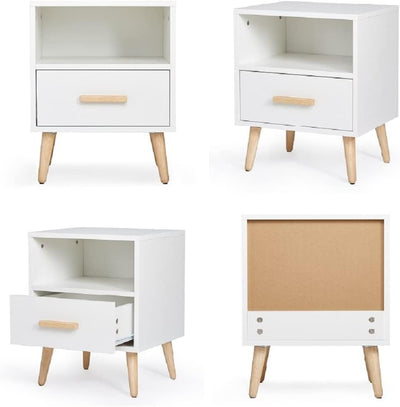 Mondeer Nachttisch, Nachtschrank mit 1 Schublade und 1 Offenem Fach, 40x30x51cm Holz Modern Nachtkom