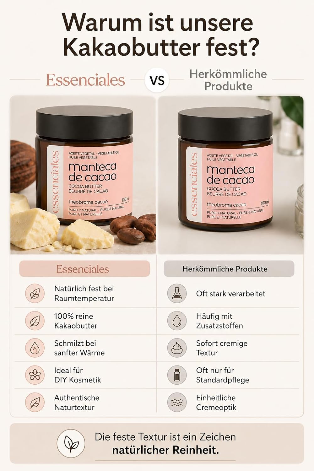 Kakaobutter Bio Nativ Kaltgepresst Theobroma Cacao Butter Natürlich Reine Pflege Haut Haar Körper Li