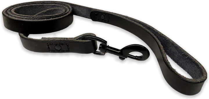 Leder Hundeleine - mit Naht - 180cm - Ganz schwarz Ganz Schwarz 180cm, Ganz Schwarz 180cm