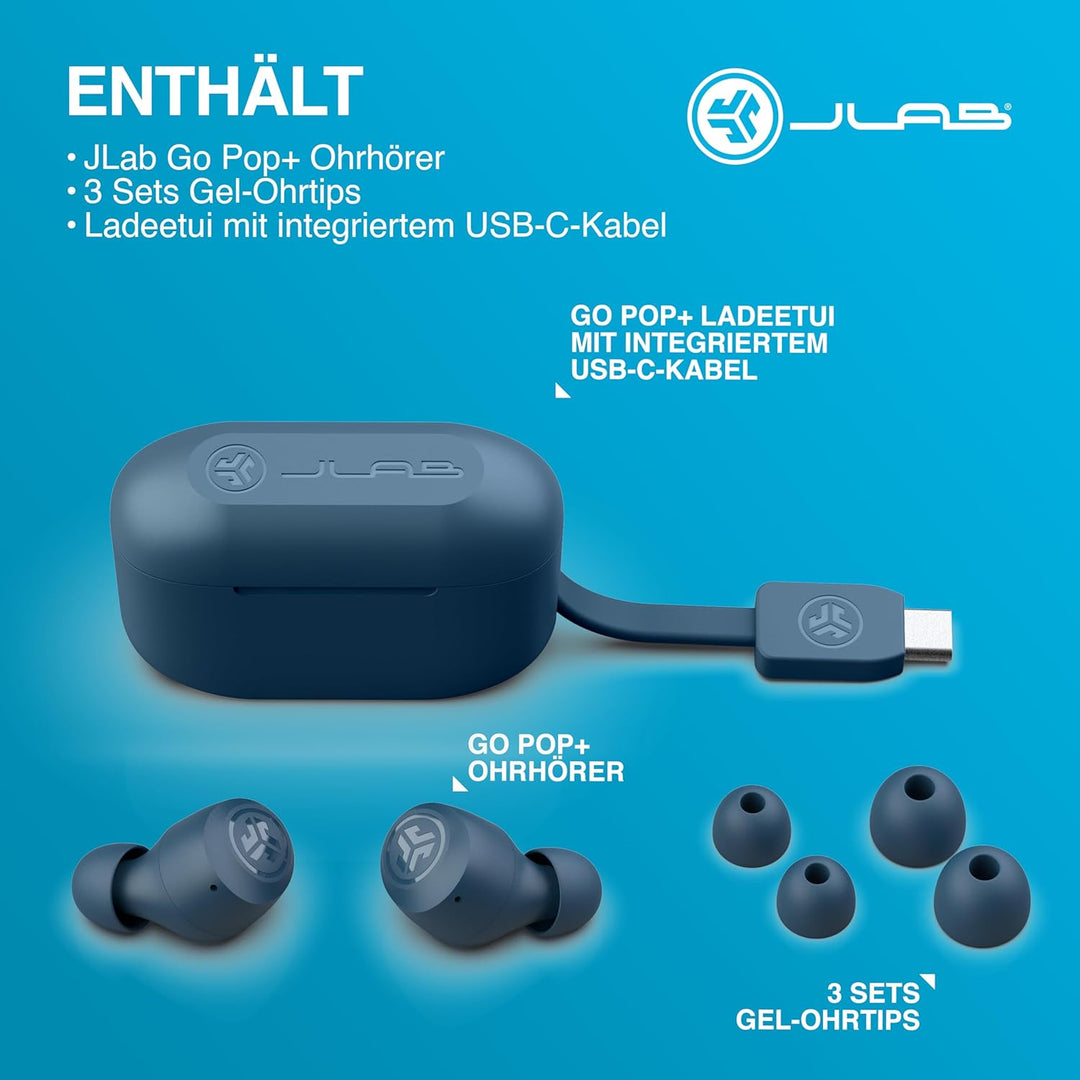 JLab Go Air Pop+ In Ear Kopfhörer kabellos Bluetooth, True Wireless Kopfhörer, 35+ Std. Headphones,