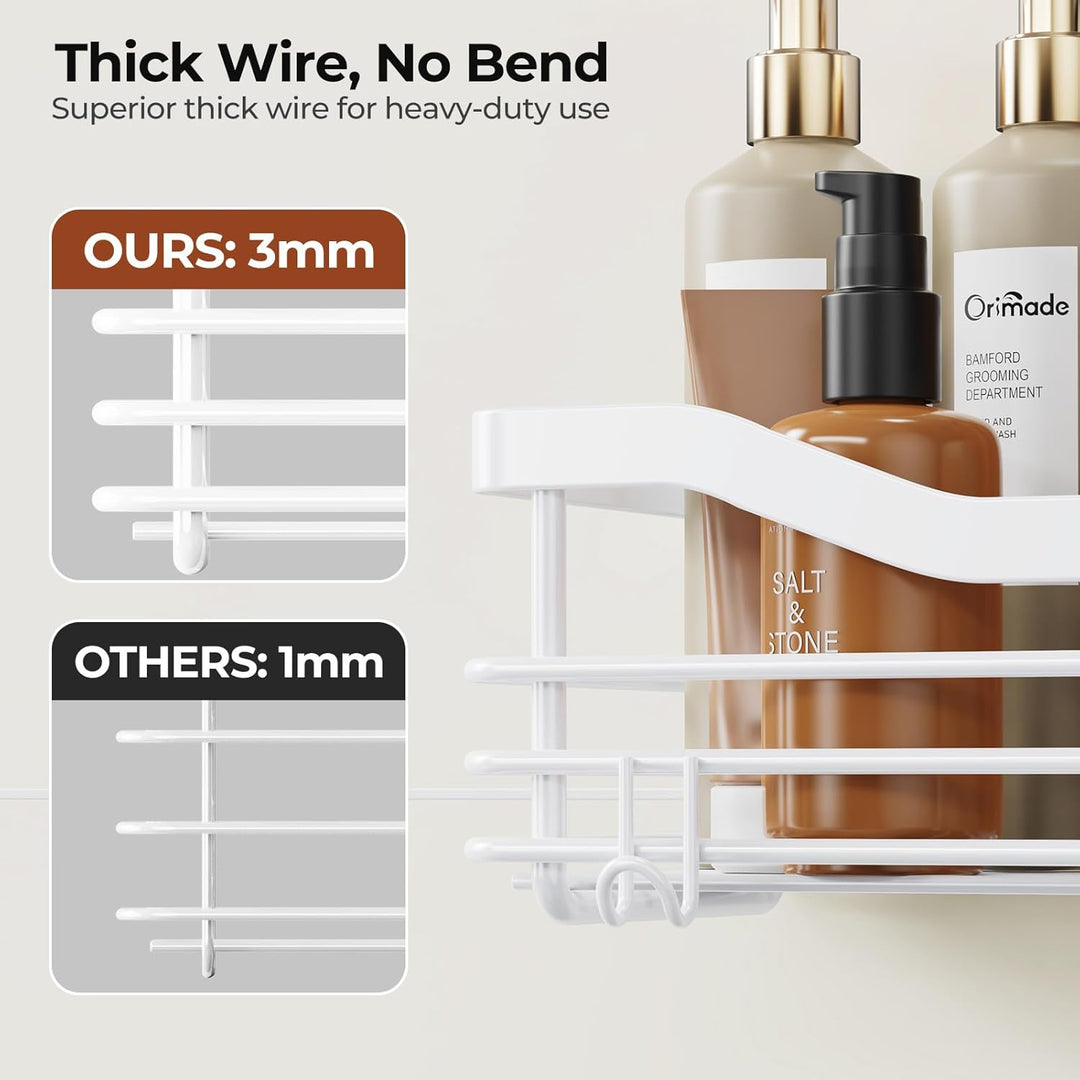 Orimade Duschablage ohne Bohren SUS304 Edelstahl Duschregal mit 5 Haken Duschkörbe für Bad Küche Toi