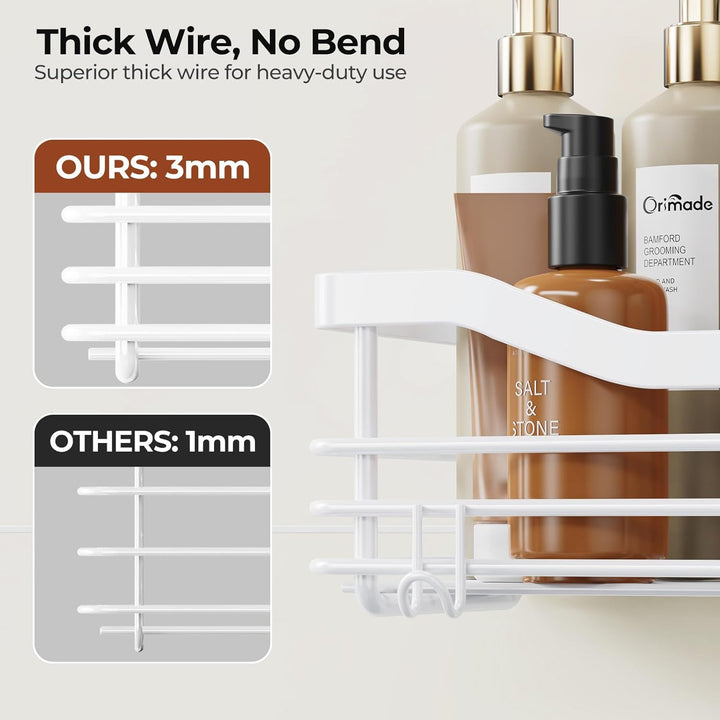 Orimade Duschablage ohne Bohren SUS304 Edelstahl Duschregal mit 5 Haken Duschkörbe für Bad Küche Toi