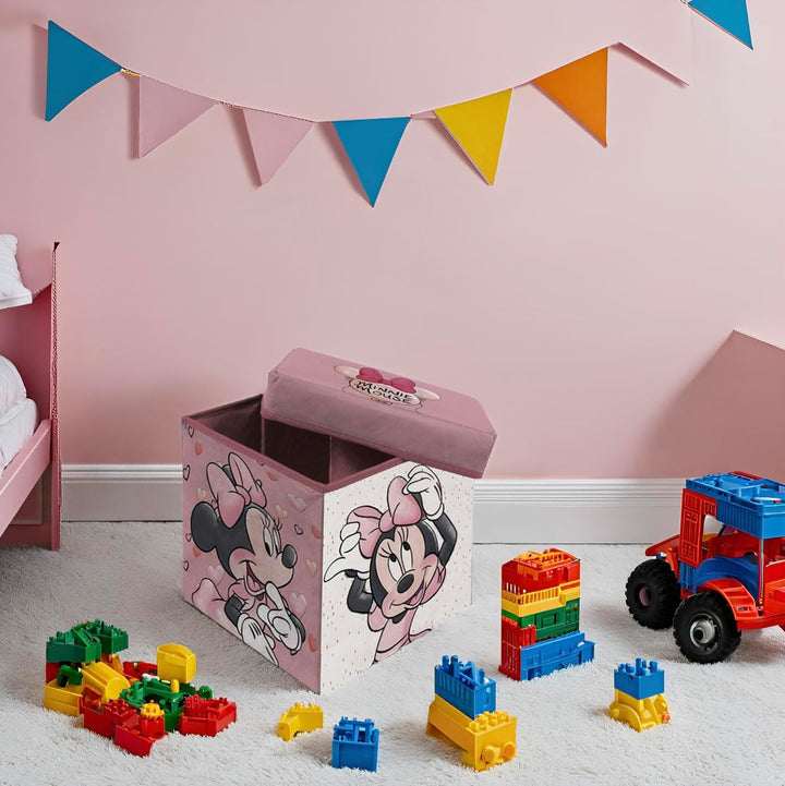 Superdiver - Aufbewahrungsbox und Hocker Minnie Maus - Offizielle Lizenz Disney - 30x30x30 cm - Falt